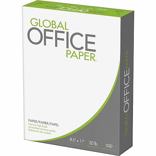 Global Office Premium Multipurpose Paper - White 96 Brightness - Letter - 8 1/2" x 11" - 20 lb Basis Weight - White - 500 Sheets per Ream - 10 / Carton (GO851120)
