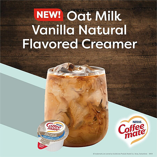 Coffee-mate Coffee mate Oat Milk Vanilla Liquid Creamer Singles Vanilla Flavor - 50/Box - 4 / Carton (19891CT)