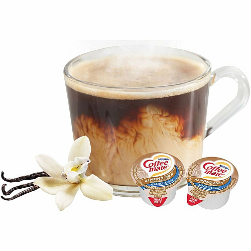 Coffee-mate Coffee mate Almond Milk Vanilla Liquid Creamer Singles Natural Vanilla Almond Milk Flavor - 0.38 fl oz (11 mL) - 50/Box - 4 / Carton (42258CT)