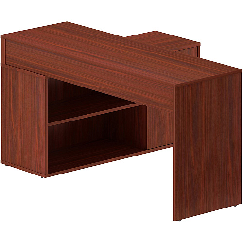 LYS L-Shape Workstation with Cabinet Laminated L-shaped Top - 200 lb Capacity - 29.50" Height x 60" Width x 47.25" Depth - Assembly Required - Mahogany - Particleboard - 1 Each (DK103RRMH)