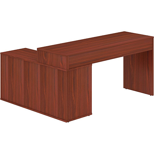 LYS L-Shape Workstation with Cabinet Laminated L-shaped Top - 200 lb Capacity - 29.50" Height x 60" Width x 47.25" Depth - Assembly Required - Mahogany - Particleboard - 1 Each (DK103RRMH)