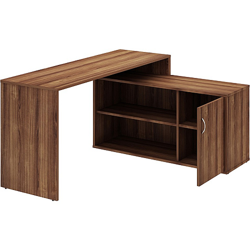 LYS L-Shape Workstation with Cabinet Laminated L-shaped Top - 200 lb Capacity - 29.50" Height x 60" Width x 47.25" Depth - Assembly Required - Walnut - Particleboard - 1 Each (DK103RRWT)