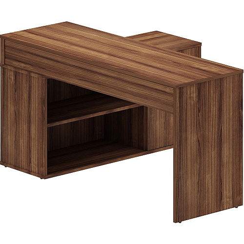 LYS L-Shape Workstation with Cabinet Laminated L-shaped Top - 200 lb Capacity - 29.50" Height x 60" Width x 47.25" Depth - Assembly Required - Walnut - Particleboard - 1 Each (DK103RRWT)