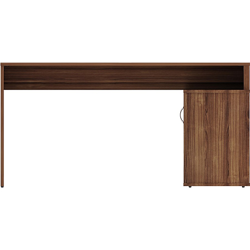 LYS L-Shape Workstation with Cabinet Laminated L-shaped Top - 200 lb Capacity - 29.50" Height x 60" Width x 47.25" Depth - Assembly Required - Walnut - Particleboard - 1 Each (DK103RRWT)