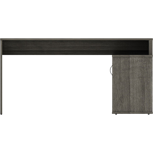 LYS L-Shape Workstation with Cabinet Laminated L-shaped Top - 200 lb Capacity - 29.50" Height x 60" Width x 47.25" Depth - Assembly Required - Weathered Charcoal - Particleboard - 1 Each (DK103RRWC)