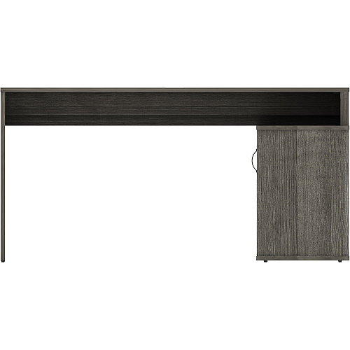 LYS L-Shape Workstation with Cabinet Laminated L-shaped Top - 200 lb Capacity - 29.50" Height x 60" Width x 47.25" Depth - Assembly Required - Weathered Charcoal - Particleboard - 1 Each (DK103RRWC)