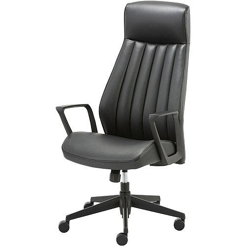 LYS High-Back Bonded Leather Chair Black Seat Color - Bonded Leather Seat Material - Black Back Color - Bonded Leather Back Material - High Back - Armrest - 1 Each (CH100LABK)