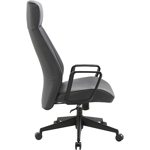 LYS High-Back Bonded Leather Chair Black Seat Color - Bonded Leather Seat Material - Black Back Color - Bonded Leather Back Material - High Back - Armrest - 1 Each (CH100LABK)