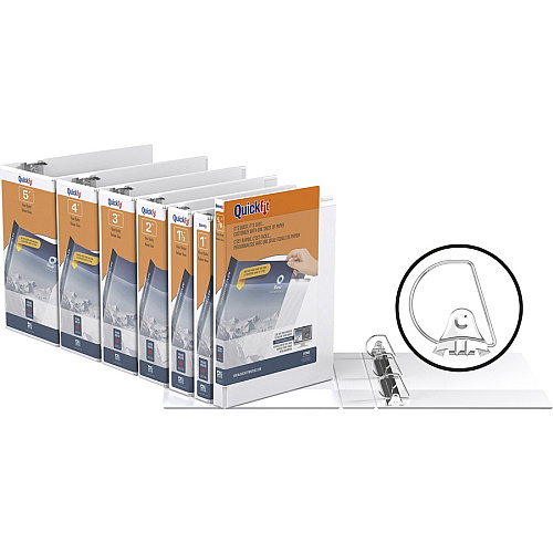QuickFit D-Ring View Binders 4" Binder Capacity - Letter - 8 1/2" x 11" Sheet Size - Fastener(s): D-Ring - Pocket(s): 2, Internal - Vinyl, Steel - White - Recycled - Print-transfer Resistant, PVC-free, Exposed Rivet - 1 Each (870600)