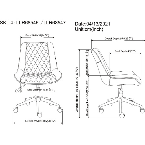 LYS Low Back Office Chair Black Seat Color - Plywood, Bonded Leather Seat Material - Black Back Color - Plywood, Vinyl Back Material - Low Back - 1 Each (CH304BNBK)