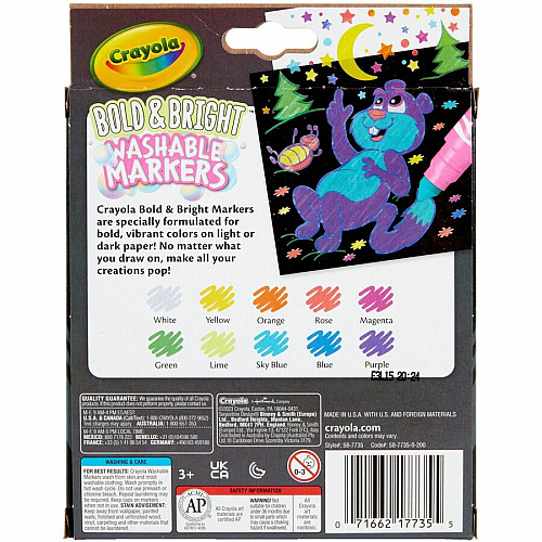 Crayola Bright/Bold Broad Line Markers Broad Conical Marker Point - Washable - Assorted Ink - Water Based - Assorted Barrel - 10 / Pack (587735)