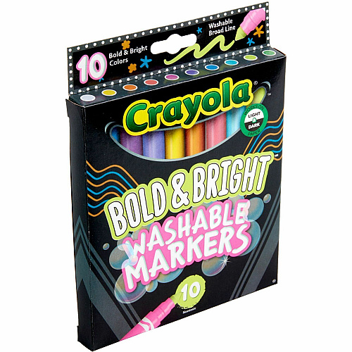 Crayola Bright/Bold Broad Line Markers Broad Conical Marker Point - Washable - Assorted Ink - Water Based - Assorted Barrel - 10 / Pack (587735)
