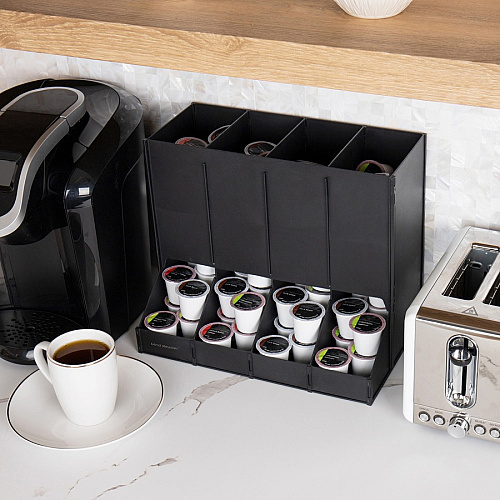 Mind Reader Abundant Compact Coffee Pod Dispenser 4 Compartment(s) - Compact, Heavy Duty, Easy to Clean - Black - Plastic - 1 Each (CPODBK)