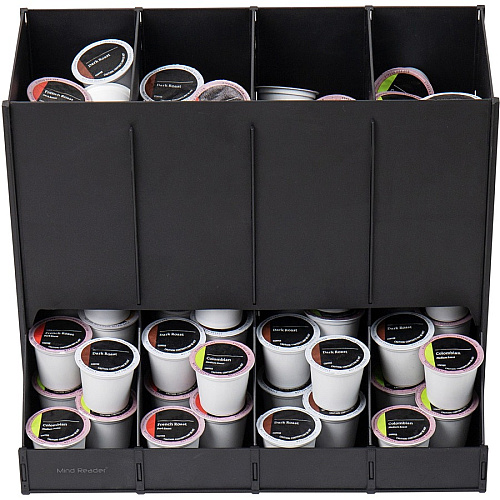 Mind Reader Abundant Compact Coffee Pod Dispenser 4 Compartment(s) - Compact, Heavy Duty, Easy to Clean - Black - Plastic - 1 Each (CPODBK)