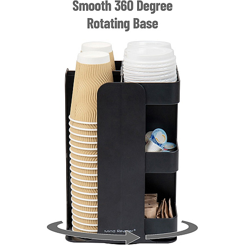 Mind Reader 8-Compartment Condiment Carousel 30 x Cup - 8 Compartment(s) - 12" Height x 8" Width x 8" Length - Counter - Compact, Durable, Portable - Black - Plastic - 1 Each (CUPOSPIN)