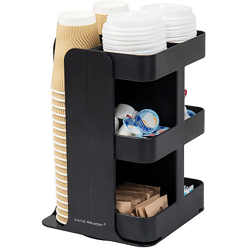 Mind Reader 8-Compartment Condiment Carousel 30 x Cup - 8 Compartment(s) - 12" Height x 8" Width x 8" Length - Counter - Compact, Durable, Portable - Black - Plastic - 1 Each (CUPOSPIN)