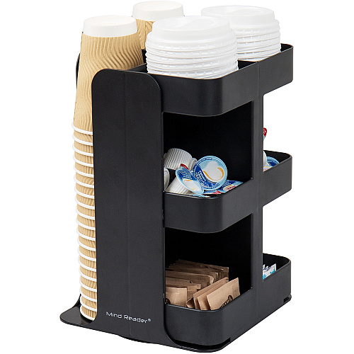 Mind Reader 8-Compartment Condiment Carousel 30 x Cup - 8 Compartment(s) - 12" Height x 8" Width x 8" Length - Counter - Compact, Durable, Portable - Black - Plastic - 1 Each (CUPOSPIN)