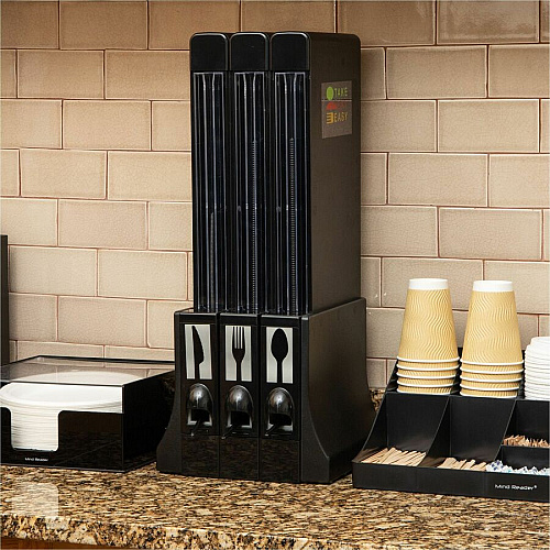 Mind Reader 3-Compartment Utensil Dispenser Organizer 300 - 3 Compartment(s) - 24" Height x 11.50" Width x 10.25" Length - Counter - Durable, Lightweight, Mold Resistant, Warp-free, Easy to Clean, Warp Resistant, Bacteria Resistant - Black - A (CUTDISPBK)