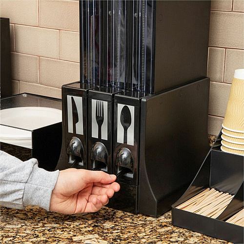 Mind Reader 3-Compartment Utensil Dispenser Organizer 300 - 3 Compartment(s) - 24" Height x 11.50" Width x 10.25" Length - Counter - Durable, Lightweight, Mold Resistant, Warp-free, Easy to Clean, Warp Resistant, Bacteria Resistant - Black - A (CUTDISPBK)