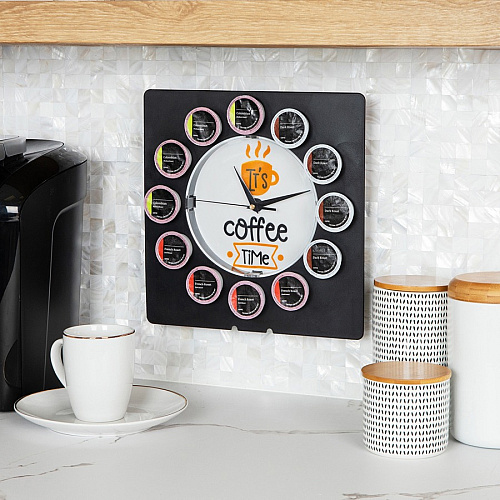 Mind Reader Anchor Coffee Pod Holder with Clock Black - 1 Each (PODCLOCK)