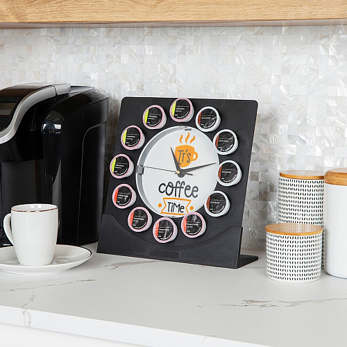 Mind Reader Anchor Coffee Pod Holder with Clock Black - 1 Each (PODCLOCK)
