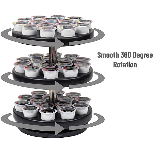 Mind Reader Anchor 3-Tier Single Serve Pod Carousel 45 x Coffee Pod - 3 Tier(s) - 11.75" Height x 9.50" Width x 9.50" Depth - Counter - Heavy Duty, Rubber Grip, Durable - Black - Plastic - 1 Each (PODSUS45)