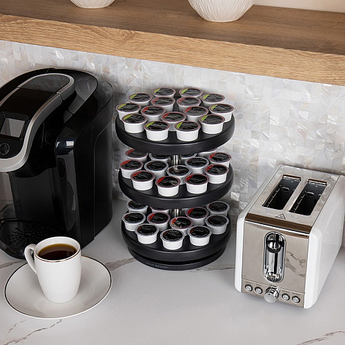 Mind Reader Anchor 3-Tier Single Serve Pod Carousel 45 x Coffee Pod - 3 Tier(s) - 11.75" Height x 9.50" Width x 9.50" Depth - Counter - Heavy Duty, Rubber Grip, Durable - Black - Plastic - 1 Each (PODSUS45)