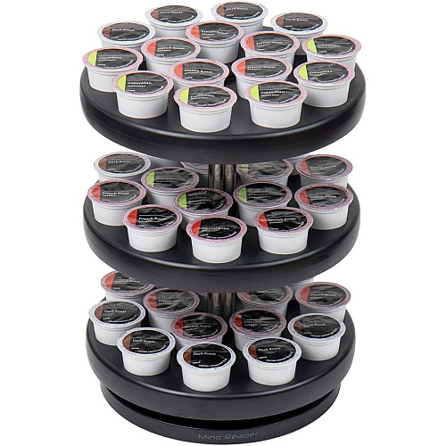 Mind Reader Anchor 3-Tier Single Serve Pod Carousel 45 x Coffee Pod - 3 Tier(s) - 11.75" Height x 9.50" Width x 9.50" Depth - Counter - Heavy Duty, Rubber Grip, Durable - Black - Plastic - 1 Each (PODSUS45)