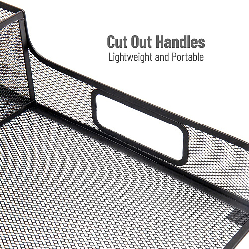Mind Reader Serving Tray Countertop Organizer 7 Compartment(s) - 5.50" Height x 11.50" Width x 14.75" Length - Counter - Portable, Lightweight, Durable, Easy to Clean - Black - Metal Mesh - 1 Each (PSNAMESH)