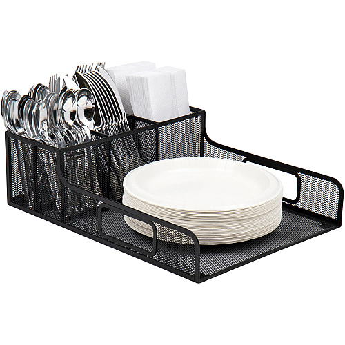 Mind Reader Serving Tray Countertop Organizer 7 Compartment(s) - 5.50" Height x 11.50" Width x 14.75" Length - Counter - Portable, Lightweight, Durable, Easy to Clean - Black - Metal Mesh - 1 Each (PSNAMESH)