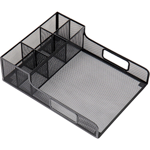 Mind Reader Serving Tray Countertop Organizer 7 Compartment(s) - 5.50" Height x 11.50" Width x 14.75" Length - Counter - Portable, Lightweight, Durable, Easy to Clean - Black - Metal Mesh - 1 Each (PSNAMESH)