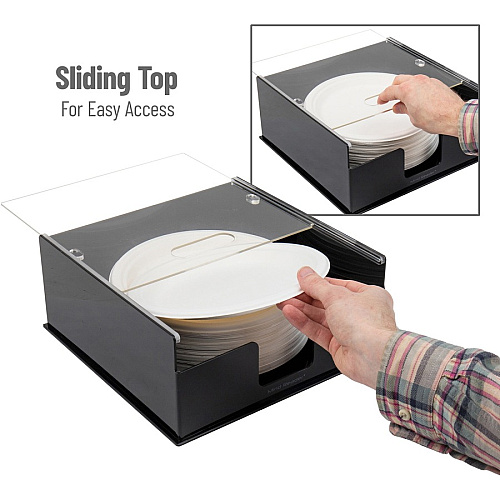 Mind Reader Foundation Covered Plate Dispenser 12.7" Height x 27.9" Width x 27.9" Depth - Black - Plastic - 1 Each (PSTOR)