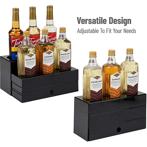 Mind Reader 9-Compartment Nested Syrup Bottle Holder 9 Compartment(s) - 3 Tier(s) - 7" Height x 5" Width x 12.50" Length - Easy to Clean, Sliding Tray - Black - 1 Each (SYRUPH9)