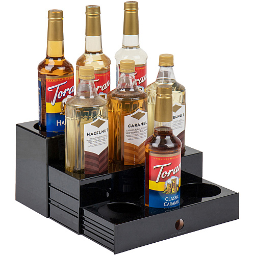 Mind Reader 9-Compartment Nested Syrup Bottle Holder 9 Compartment(s) - 3 Tier(s) - 7" Height x 5" Width x 12.50" Length - Easy to Clean, Sliding Tray - Black - 1 Each (SYRUPH9)