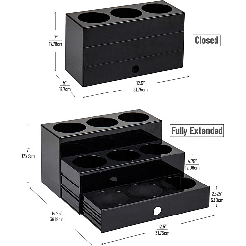 Mind Reader 9-Compartment Nested Syrup Bottle Holder 9 Compartment(s) - 3 Tier(s) - 7" Height x 5" Width x 12.50" Length - Easy to Clean, Sliding Tray - Black - 1 Each (SYRUPH9)