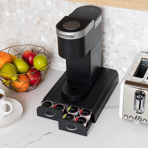 Mind Reader Anchor Coffee Pod Organizer 24 x Coffee Pod - 3 Drawer(s) - 2.50" Height x 9.50" Width x 12.25" Length - Counter - Heavy Duty, Easy to Clean, Rubber Grip, Compact, Lightweight, Durable - Black - Plastic - 1 Each (TRY2DR)