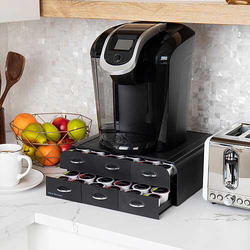 Mind Reader Anchor Coffee Pod Organizer 72 x Coffee Pod - 6 Drawer(s) - 2 Tier(s) - 4.75" Height x 14" Width x 12.25" Length - Counter - Heavy Duty, Easy to Clean, Rubber Grip, Compact, Lightweight, Durable - Black - Plastic - 1 Each (TRY6PC)