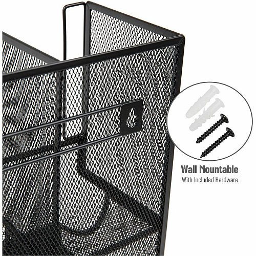 Mind Reader 6-Compartment Coffee Condiment Organizer 6 Compartment(s) - 2 Tier(s) - 11.05" Height x 12.80" Width x 6.30" Length - Counter, Desktop, Tabletop - Durable, Lightweight, Easy to Clean, Food Safe - Black - Metal Mesh - 1 Each (UPMESH)