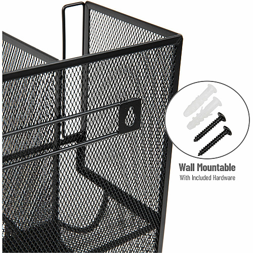 Mind Reader 6-Compartment Coffee Condiment Organizer 6 Compartment(s) - 2 Tier(s) - 11.05" Height x 12.80" Width x 6.30" Length - Counter, Desktop, Tabletop - Durable, Lightweight, Easy to Clean, Food Safe - Black - Metal Mesh - 1 Each (UPMESH)