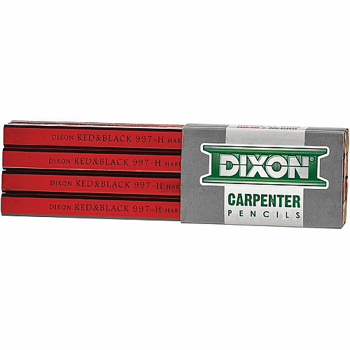 Dixon Industrial Carpenter Pencils Graphite Lead - Red, Black Barrel - 12 / Box (X19973)