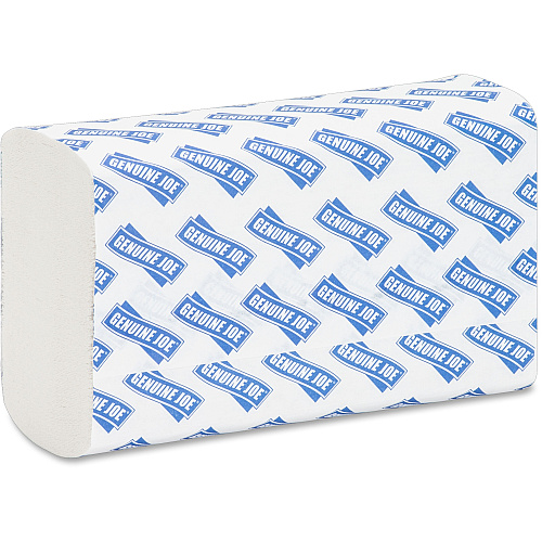 Genuine Joe&reg; Multifold Paper Towels, 1-Ply, White, 60 Cartons 1 Ply - Multifold - 9.20" Width x 9.40" Length - White - Fiber - 250/Pack - 1280 / Pallet (GJO21100PL)
