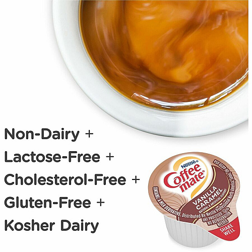 Coffee-mate Coffee mate Vanilla Caramel Liquid Creamer Singles Vanilla Caramel Flavor - 0.38 fl oz (11 mL) - 180 / Carton (63338)