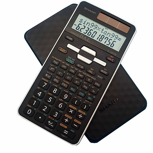 Sharp Scientific Calculator with 2-line Display 273 Functions - Durable, 3-D Light Reflecting Cover - 2 Line(s) - 12 Digits - LCD - Battery/Solar Powered - Battery Included - 6.4" Height x 3.4" Width x 0.6" Depth - Black - 1 Each (EL531TGBBW)