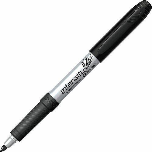 BIC Mark-it Fine Point Permanent Markers Fine Marker Point - Retractable - Black Ink - Silver Barrel - 1 Dozen/Box - 18 / Carton (GPM11BKCT)