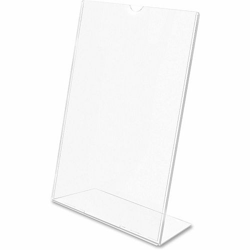 Deflecto Superior Image Slanted Sign Holders 8.5" Width x 11" Height x 3.5" Depth - L-shaped Shape - Top Loading, Durable - Polystyrene - Clear - 12 / Carton (590101CT)