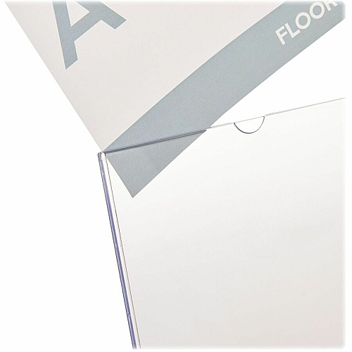 Deflecto Superior Image Slanted Sign Holders 8.5" Width x 11" Height x 3.5" Depth - L-shaped Shape - Top Loading, Durable - Polystyrene - Clear - 12 / Carton (590101CT)
