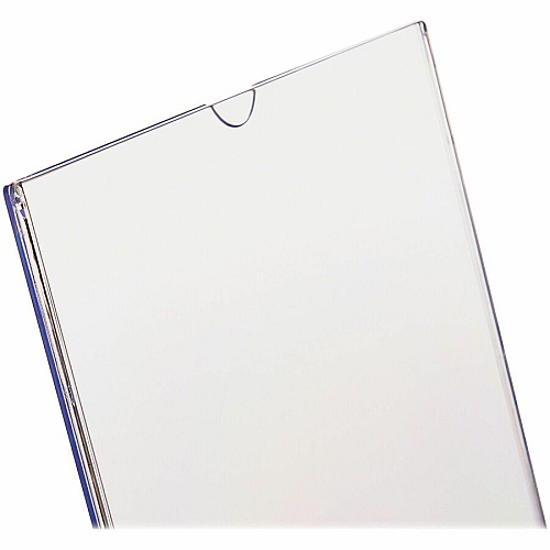 Deflecto Superior Image Slanted Sign Holders 8.5" Width x 11" Height x 3.5" Depth - L-shaped Shape - Top Loading, Durable - Polystyrene - Clear - 12 / Carton (590101CT)