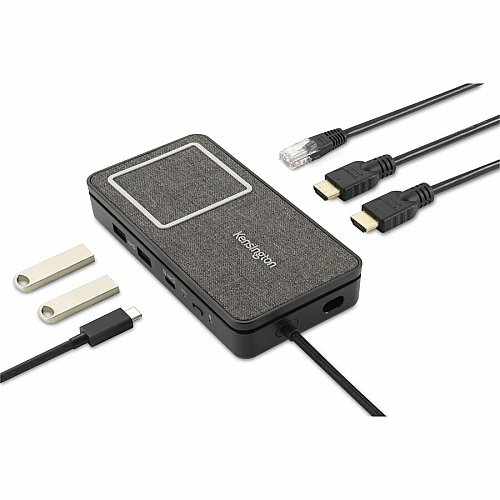 Kensington USB-C Dual 4K Portable Mobile Dock for Smartphone, Tablet, Notebook, Monitor - USB Type C - 2 Displays Supported - 4K - 3840 x 2160 - USB Type-C - Network (RJ-45) - HDMI - Black - Wired - Ethernet - 85W - Portable (32800)