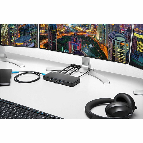 Kensington USB-C Triple Video Docking Station for Notebook, Monitor - USB Type C - 3 Displays Supported - 4K, Full HD - 3840 x 2160, 1920 x 1080 - USB Type-C - Black - Wired - Windows 10 - 85W (33480)