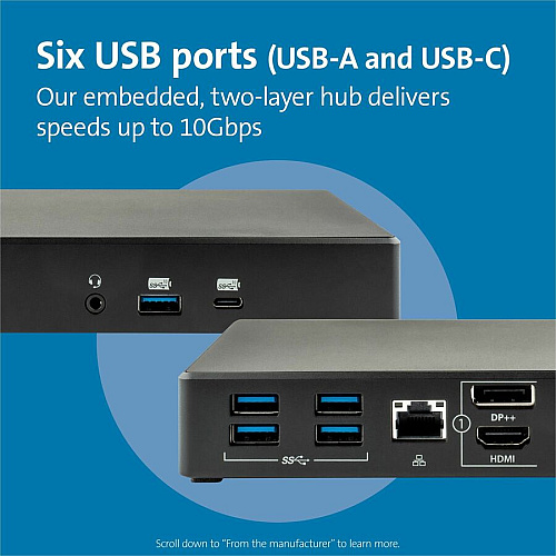 Kensington SD4780p USB 4K Hybrid Docking Station for Notebook, Monitor - USB Type C - 2 Displays Supported - 4K, UHD - 3840 x 2160 - 6 x USB Ports - USB Type-A - USB Type-C - HDMI - DisplayPort - Black - Wired - Windows 7, Mac OS X 10.14 Mojave, C (33620)